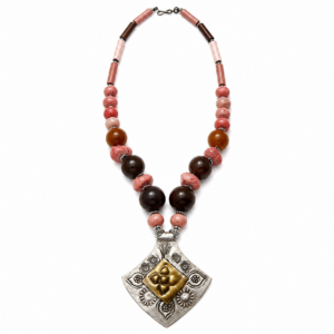 Berber Handmade Colorful Stamped Pendant Beaded Vintage Necklace