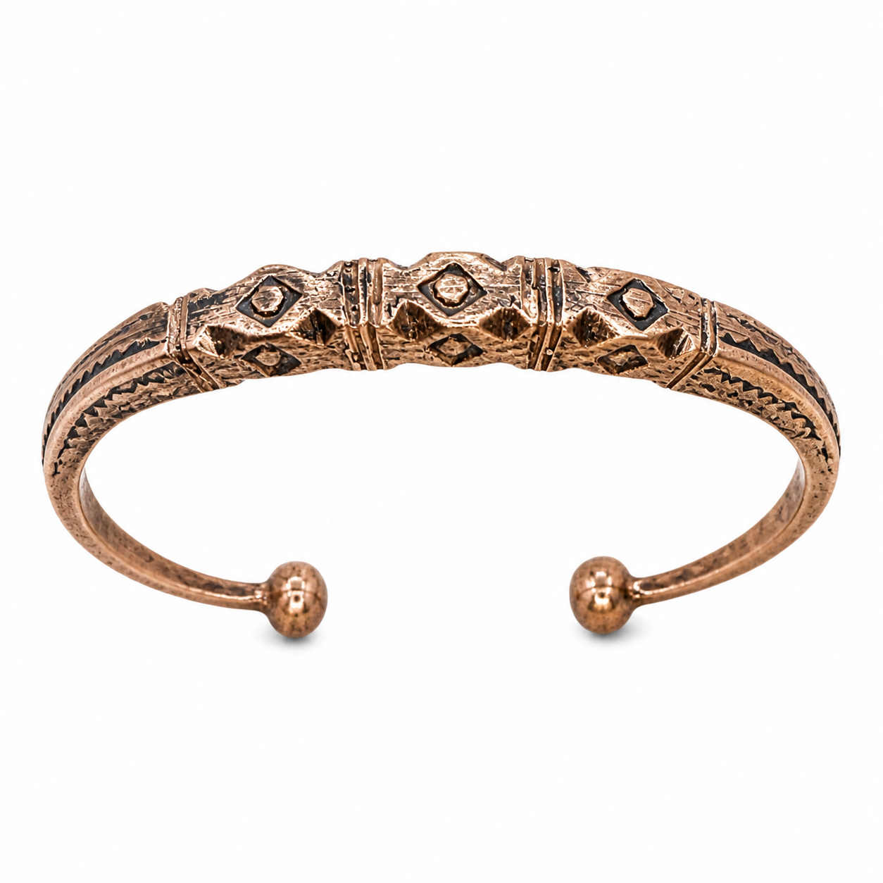 Berber Handmade Copper Bracelet with Traditional Engravings Armreif