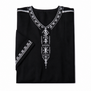 Berber Handmade Cotton Symbol Screen Printed Gandora Kaftan