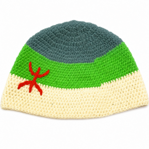 Berber Handmade Crochet Cap with Tifinagh Symbol Everyday Style