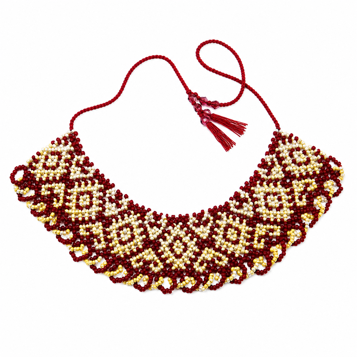 Berber Handmade Crystal Glass Beaded Ethnic Tribal Statement Necklace