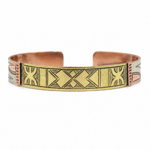 Berber Handmade Gold Brass Engraved Adjustable Symbol Bracelet