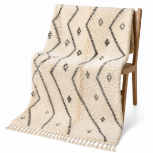 Berber Handmade Ivory Black Geometric Wool Area Rug