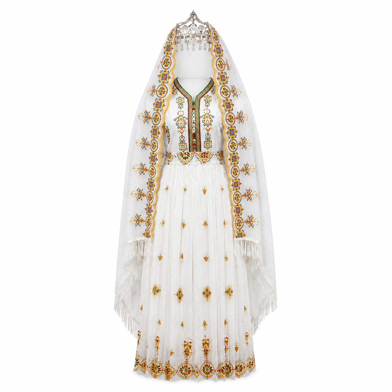 Berber Handmade Souss Dress Set With Tiara Cape