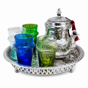 Berber Handmade Tea Set Traditional Silver Teapot Tray