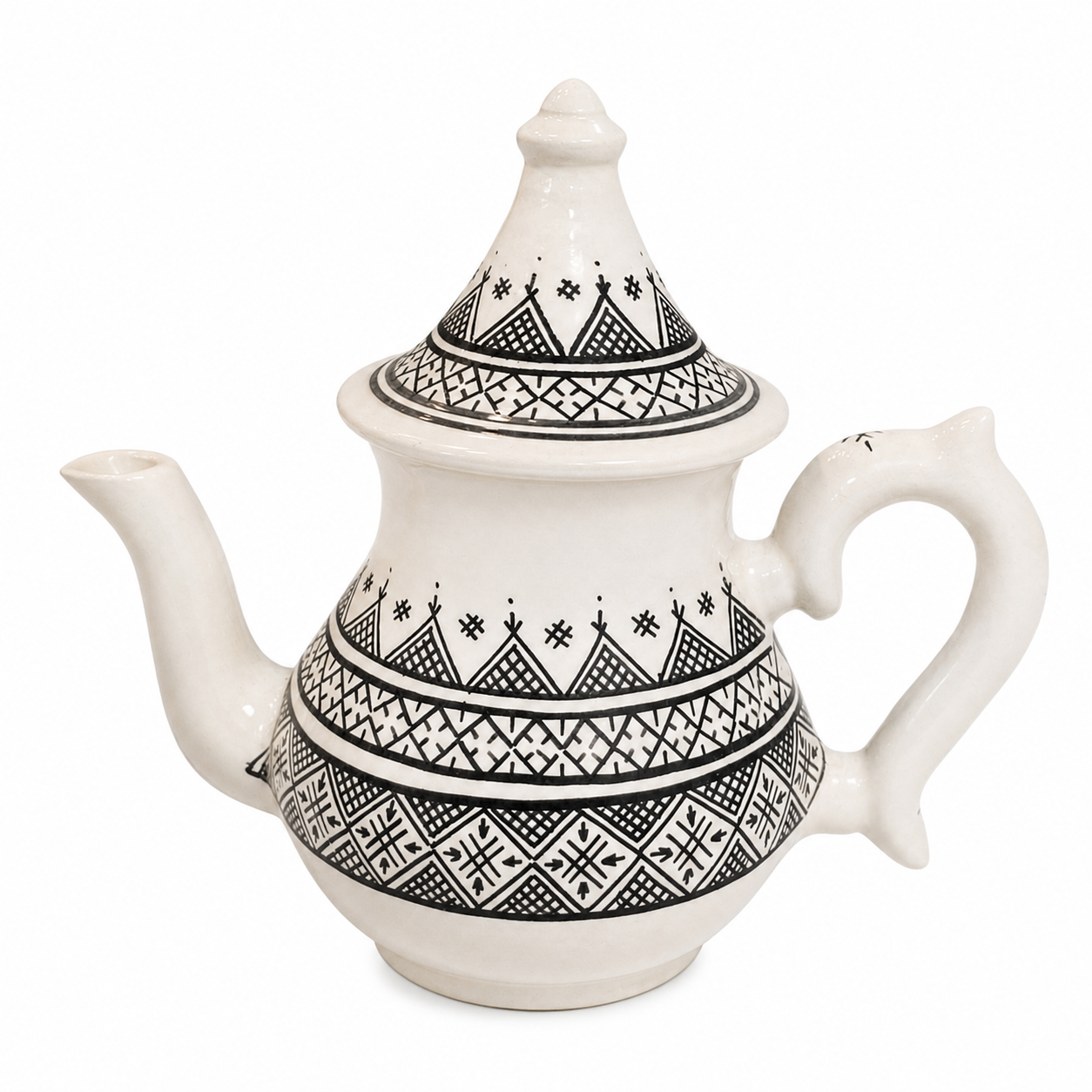 Berber Handmade Teapot Traditional Design White Ceramic Piece