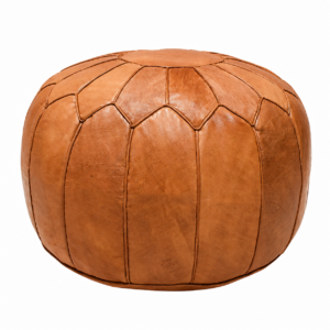 Berber Handmade XL Leather Ottoman Natural Brown Pouf