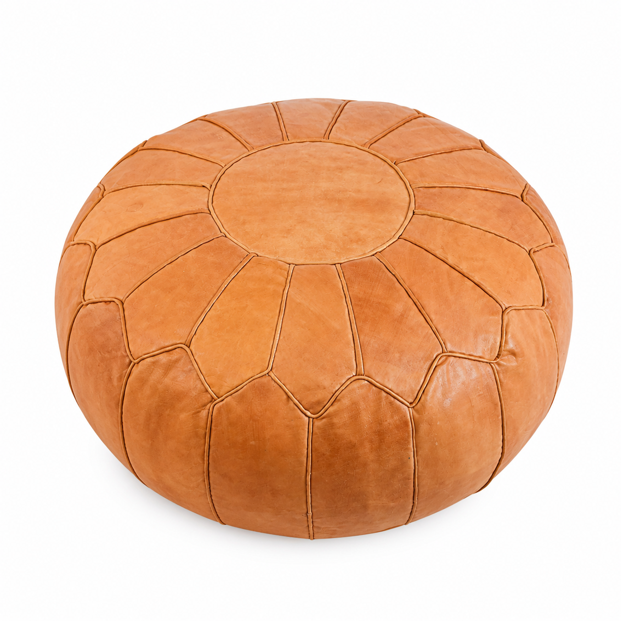 Berber Handmade XL Leather Ottoman Stuffed Floor Pouf