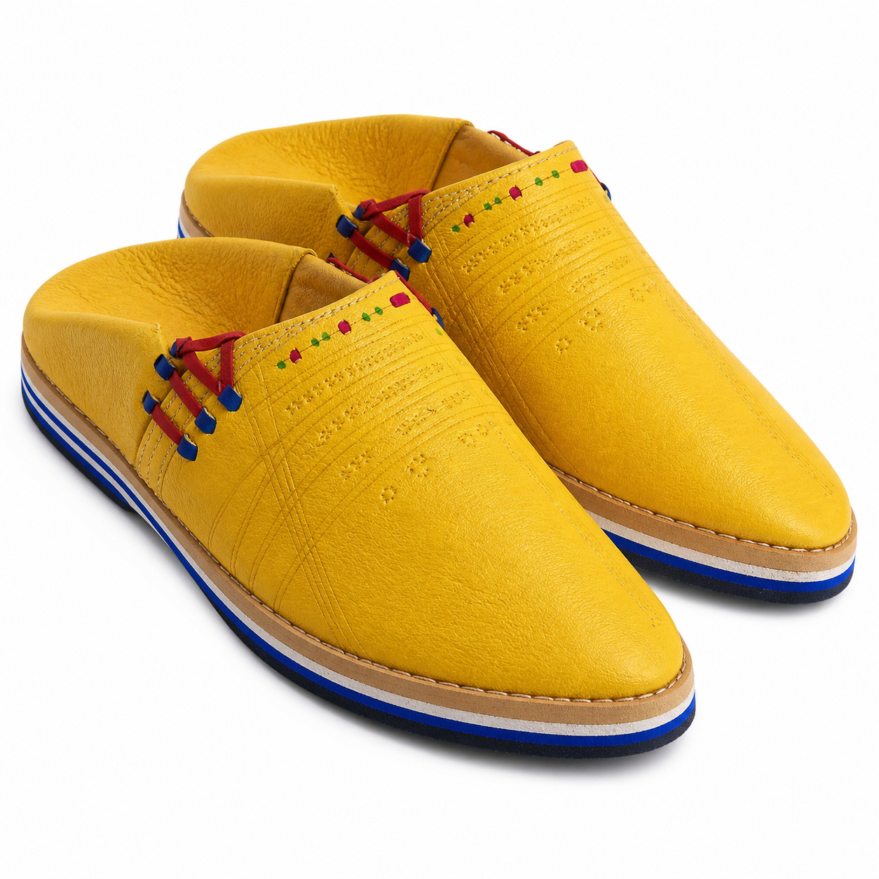Berber Handmade Yellow Leather Babouche Shoes with Style