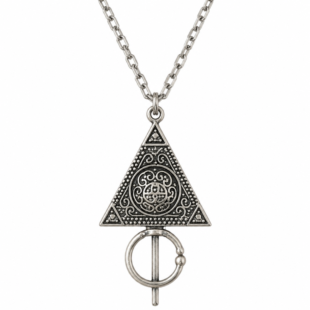 Berber Inspired Silver Pendant Tribal Style Necklace with Design