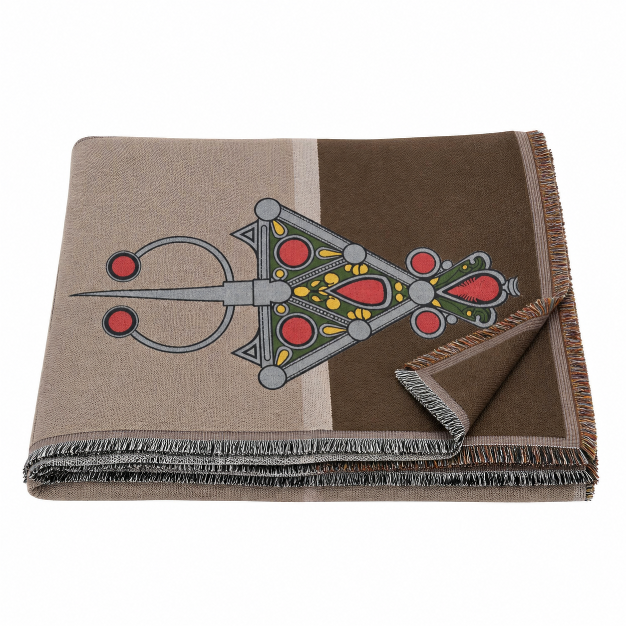 Berber Kabyle Earth tones Fibula Woven Throw Blanket