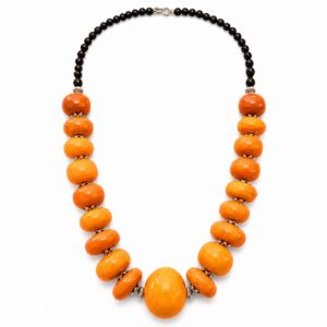 Berber Large Vintage Amber Resin Bead African Necklace