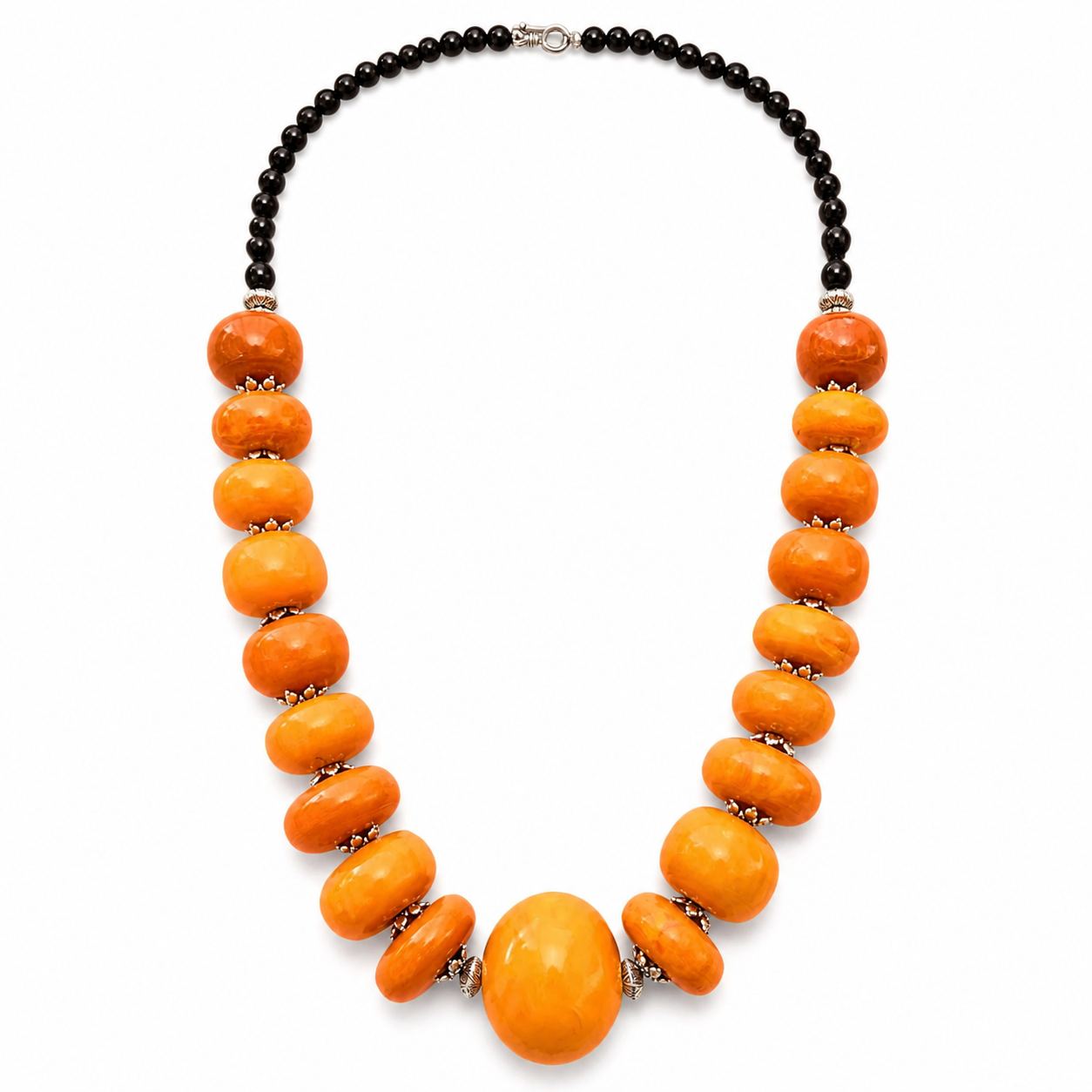 Berber Large Vintage Amber Resin Bead African Necklace