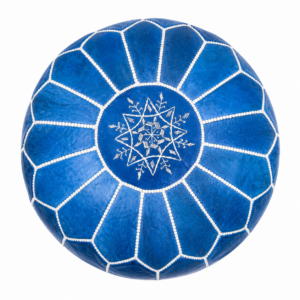 Berber Leather Boho Handmade Blue Delivered stuffed Pouf