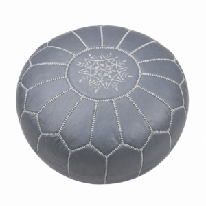 Berber Leather Grey Delivered stuffed Ottoman pouffe Pouf