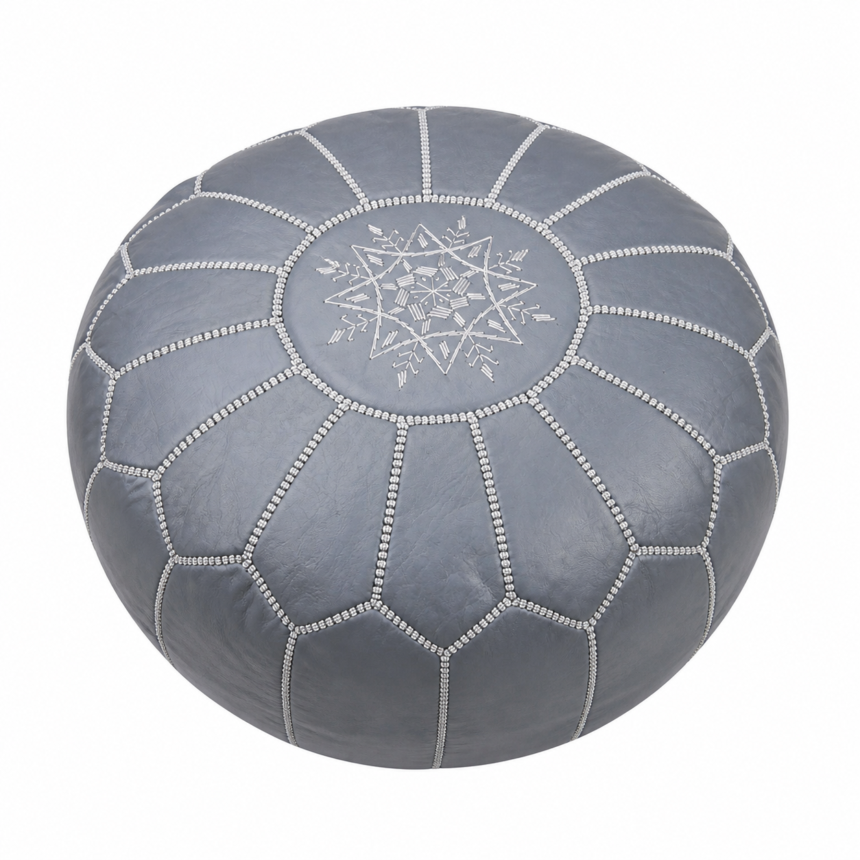 Berber Leather Grey Delivered stuffed Ottoman pouffe Pouf