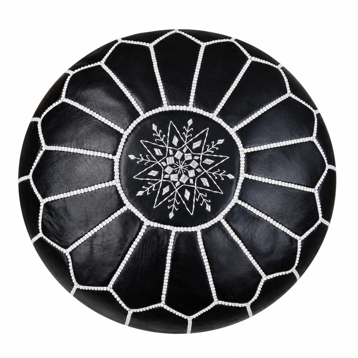 Berber Leather Handmade Delivered stuffed Ottoman footstool Pouf