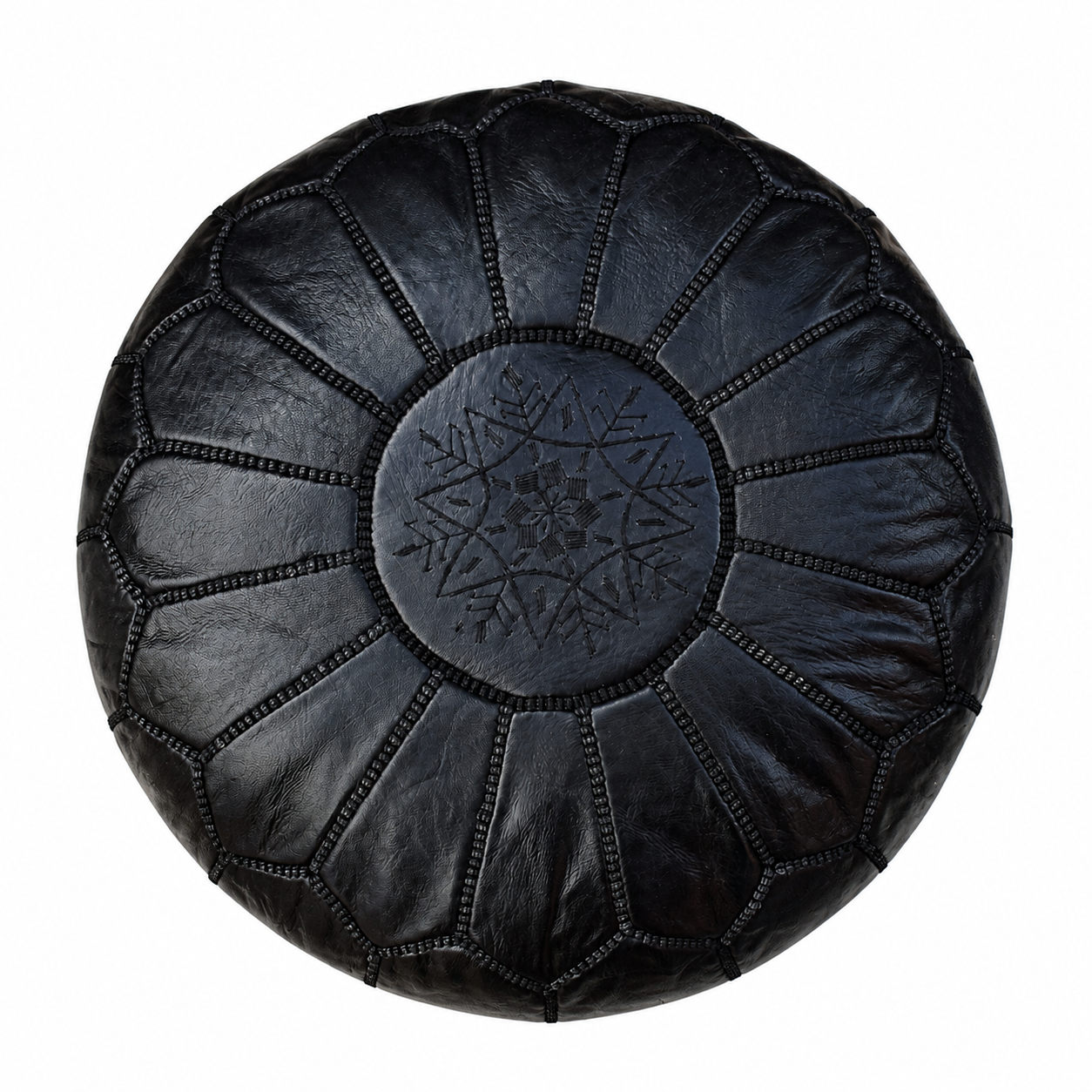 Berber Leather Pouffe Handcrafted Delivered stuffed Ottoman Pouf