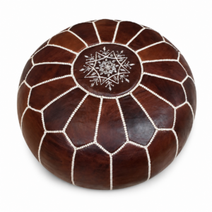 Berber Leather Pouffe Handmade Delivered stuffed Ottoman Pouf