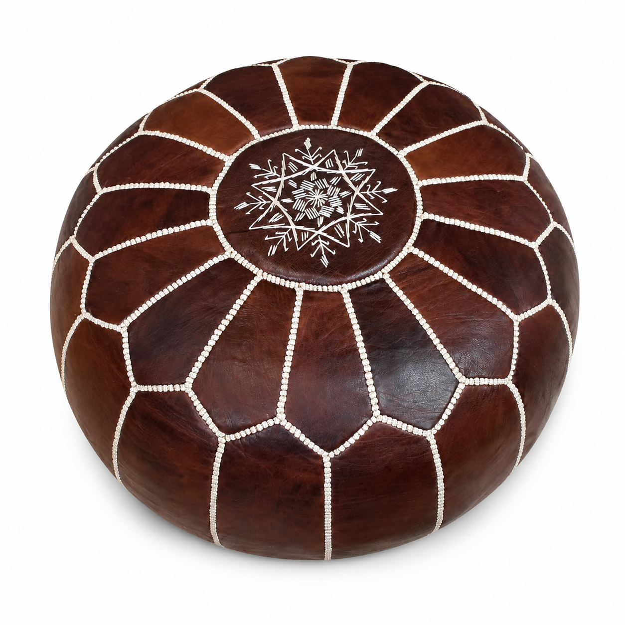 Berber Leather Pouffe Handmade Delivered stuffed Ottoman Pouf