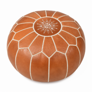 Berber Leather Pouffe Handmade Delivered stuffed Ottoman Pouf