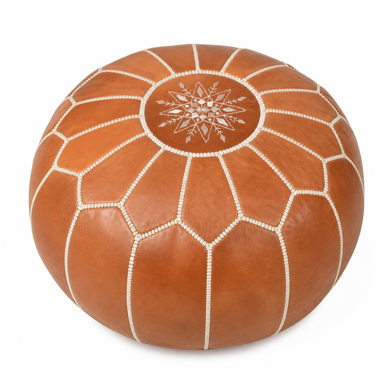 Berber Leather Pouffe Handmade Delivered stuffed Ottoman Pouf