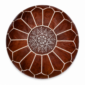 Berber Leather Pouffe Handmade Delivered stuffed Ottoman Pouf