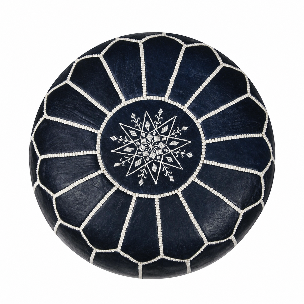 Berber Leather Pouffe Handmade Delivered stuffed Ottoman Pouf