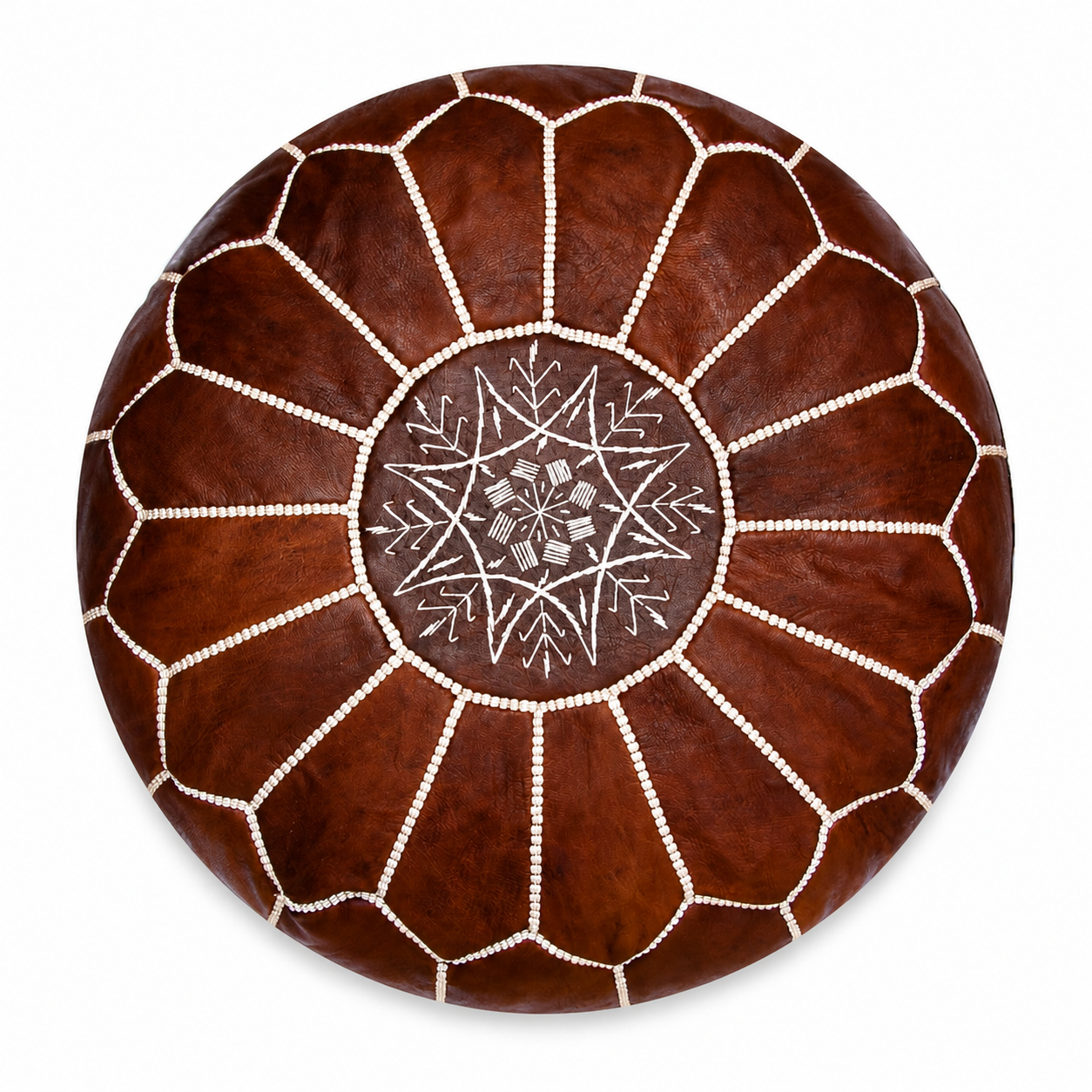 Berber Leather Pouffe Handmade Delivered stuffed Ottoman Pouf
