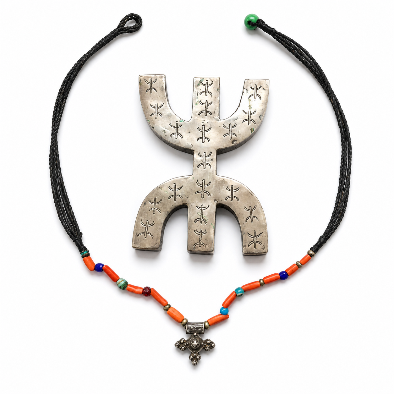 Berber MAURITANIAN CROSS old jewelry silver amulet NECKLACE