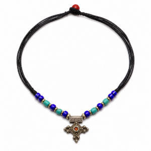 Berber Mauritanian Cross Silver Bead Amulet Necklace Jewelry