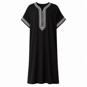 Berber Men Handmade Cotton Screen Printed Gandora Kaftan