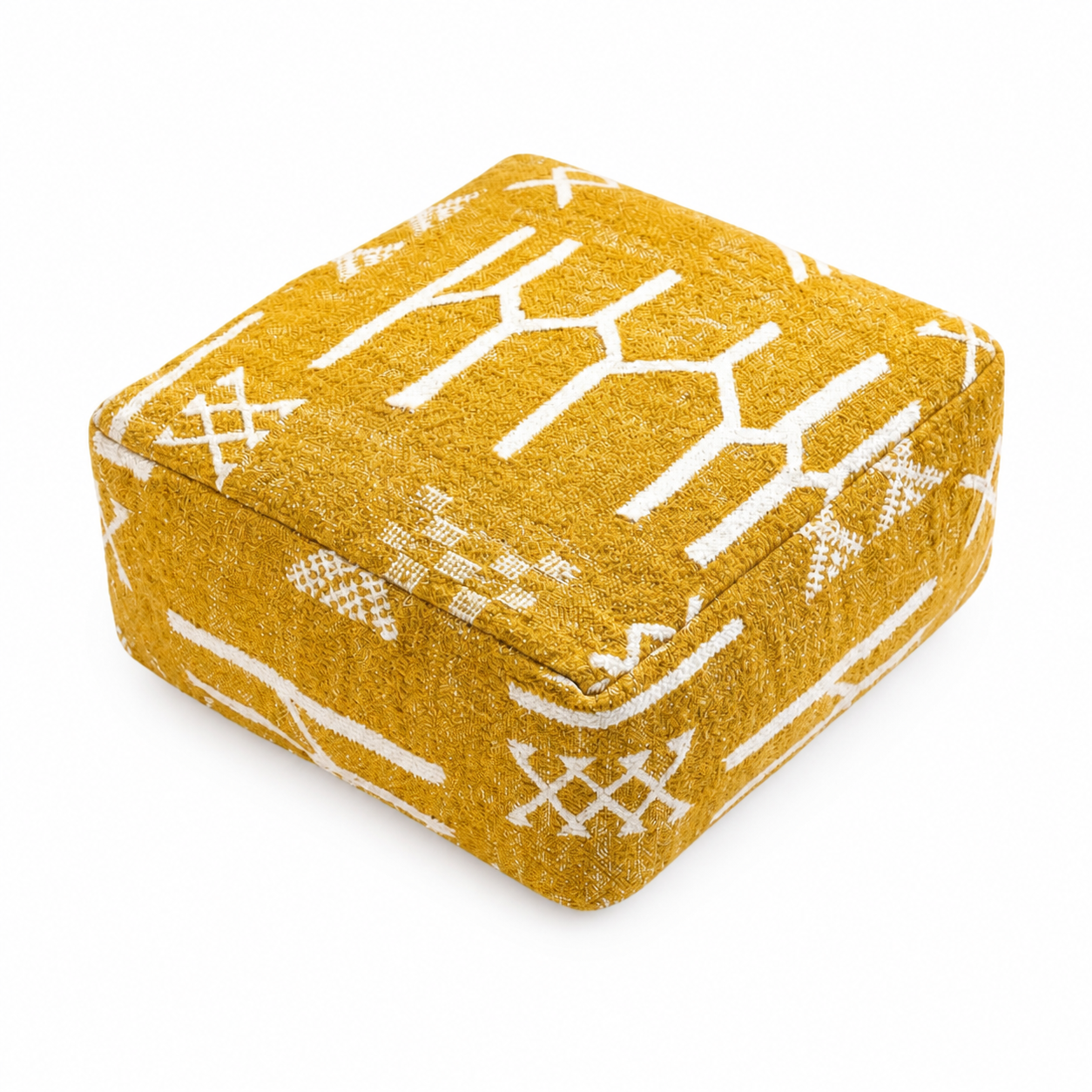 Berber Mustard Boho Floor Cushion Handmade Pouf Ottoman