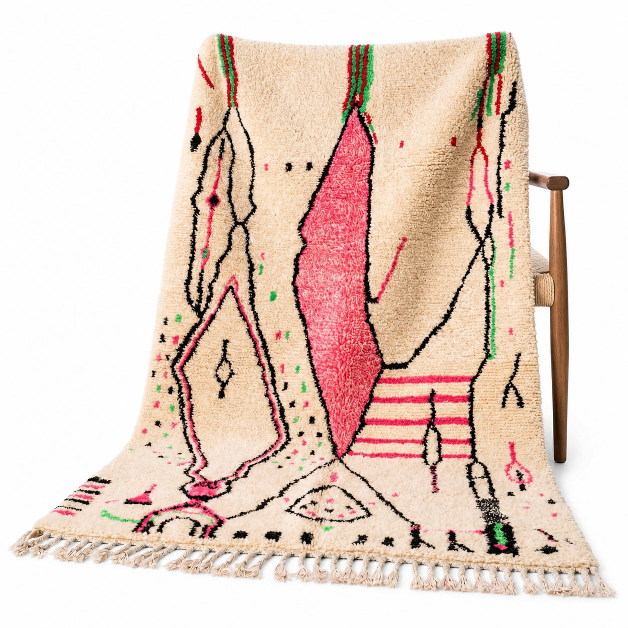 Berber Pink Abstract Handmade Wool Area Colorful Rug