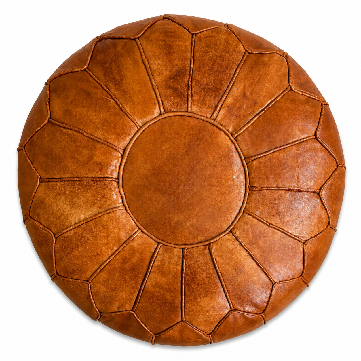Berber Premium XL Leather Pouffe Handmade Footstool Pouf