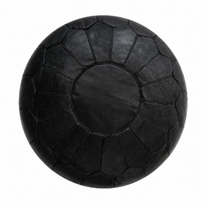 Berber Premium XL Scandinavian Leather Black Delivered Pouf