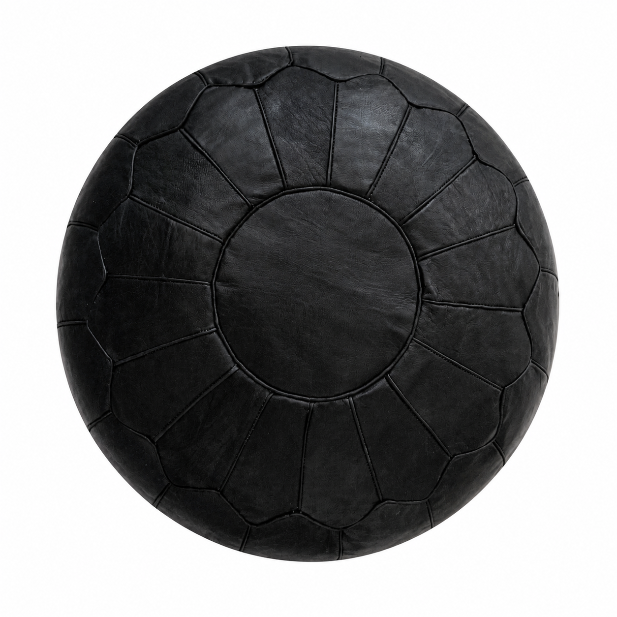 Berber Premium XL Scandinavian Leather Black Delivered Pouf