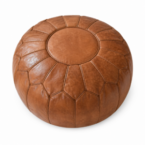 Berber Premium XL Scandinavian Leather Brown Caramel Pouf