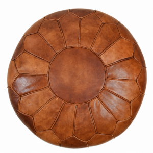 Berber Premium XL Scandinavian Leather Brown Cognac Pouf