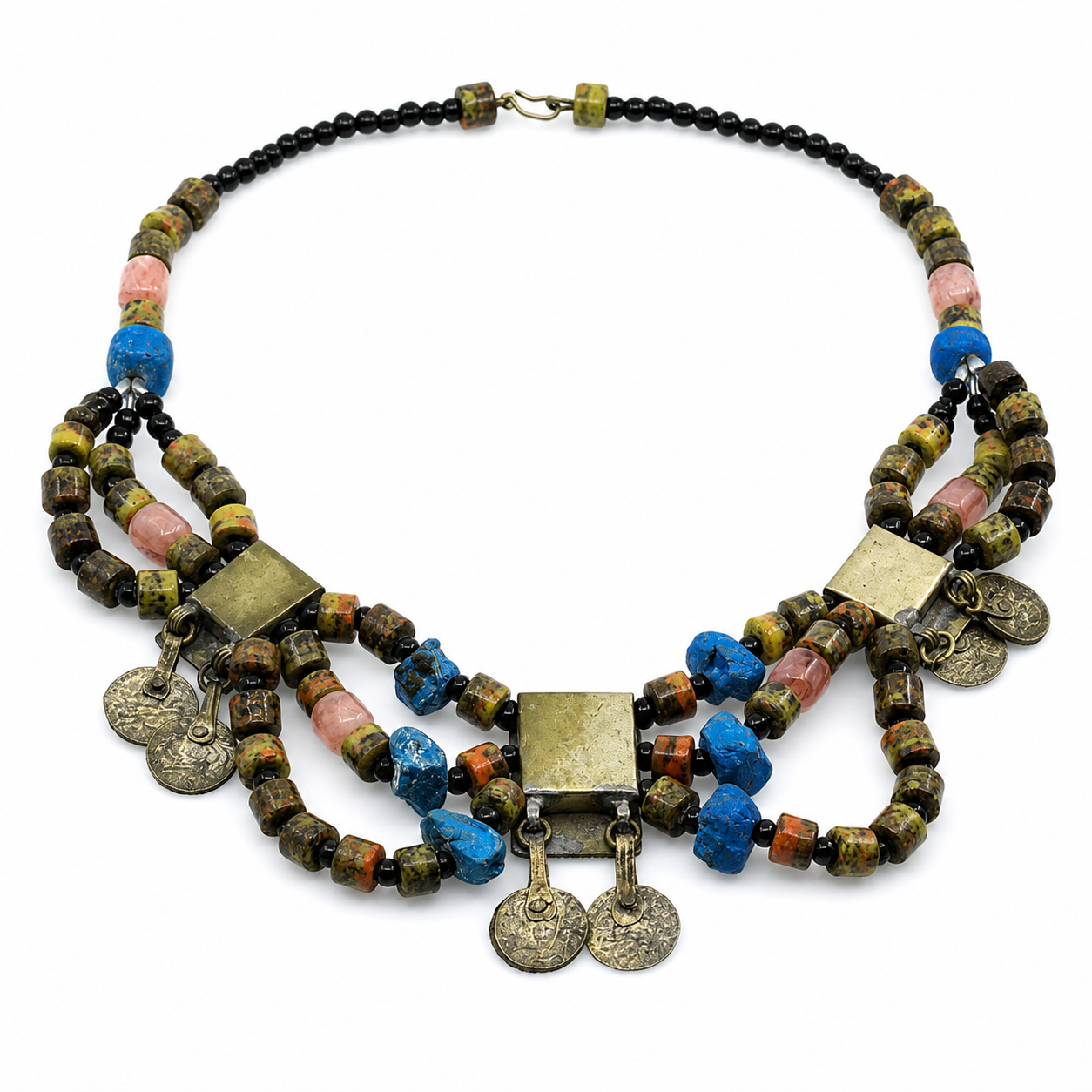 Berber Probable Coin Dangle Collar AH Blue Necklace