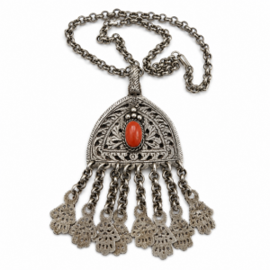 Berber Rare Antique Fine Silver Chain Pendant Necklace