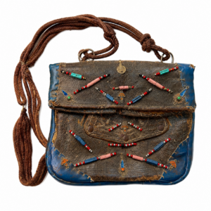 Berber Rare Vintage Handmade Leather Beaded Purse Bag