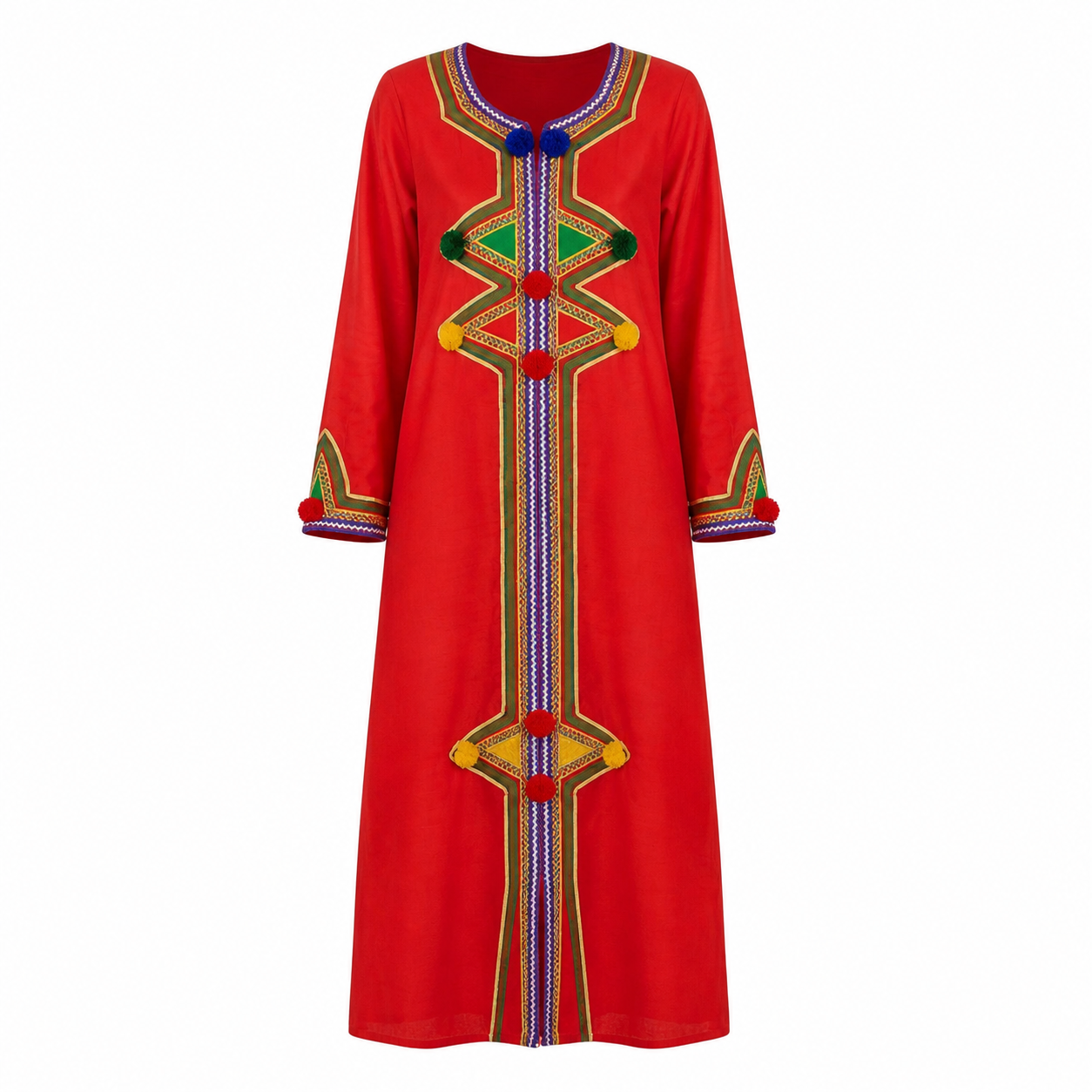 Berber Red Caftan Dress Handmade Embroidered Boho Kaftan