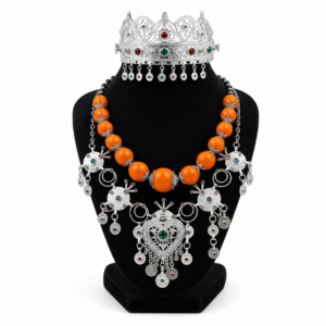 Berber Royal Jewelry Set Silver Amber Authentic Necklace