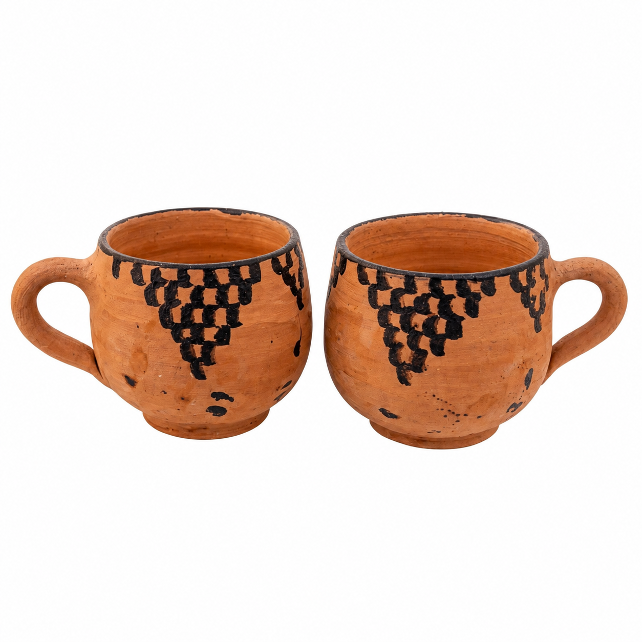 Berber Set of 2 Handmade Clay Cups with Traditional Decoration Mug