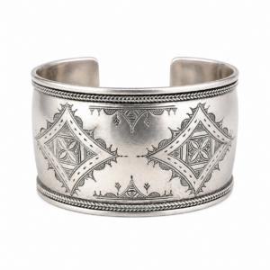 Berber Silver Cuff Handmade Traditional Engraved Wide Bracelet