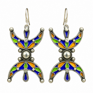 Berber Silver Handmade Jewelry Colorful Enamel Ethnic Earrings