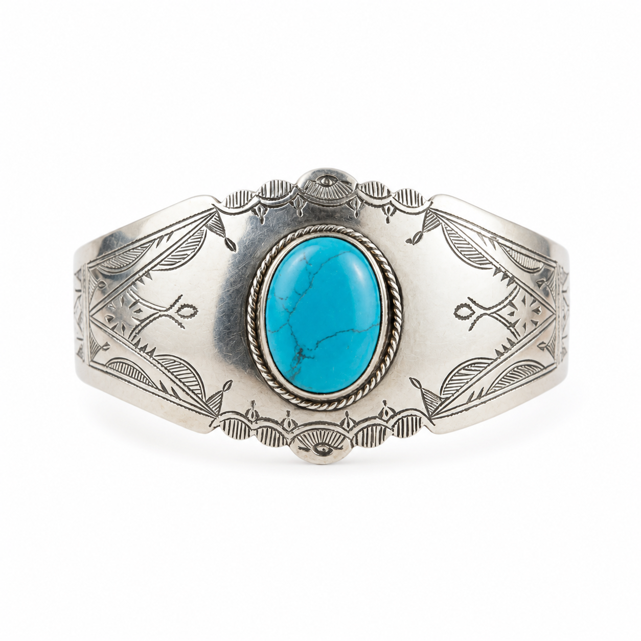 Berber Silver Handmade Turquoise Stone Cuff Jewelry Bracelet
