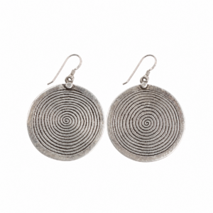 Berber Silver Spiral of Life Round Disk Earrings