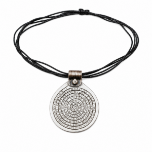 Berber Silver Spiral Pendant Necklace With Letters Design